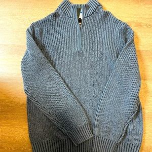 Men’s knitted slate blue zip up sweater